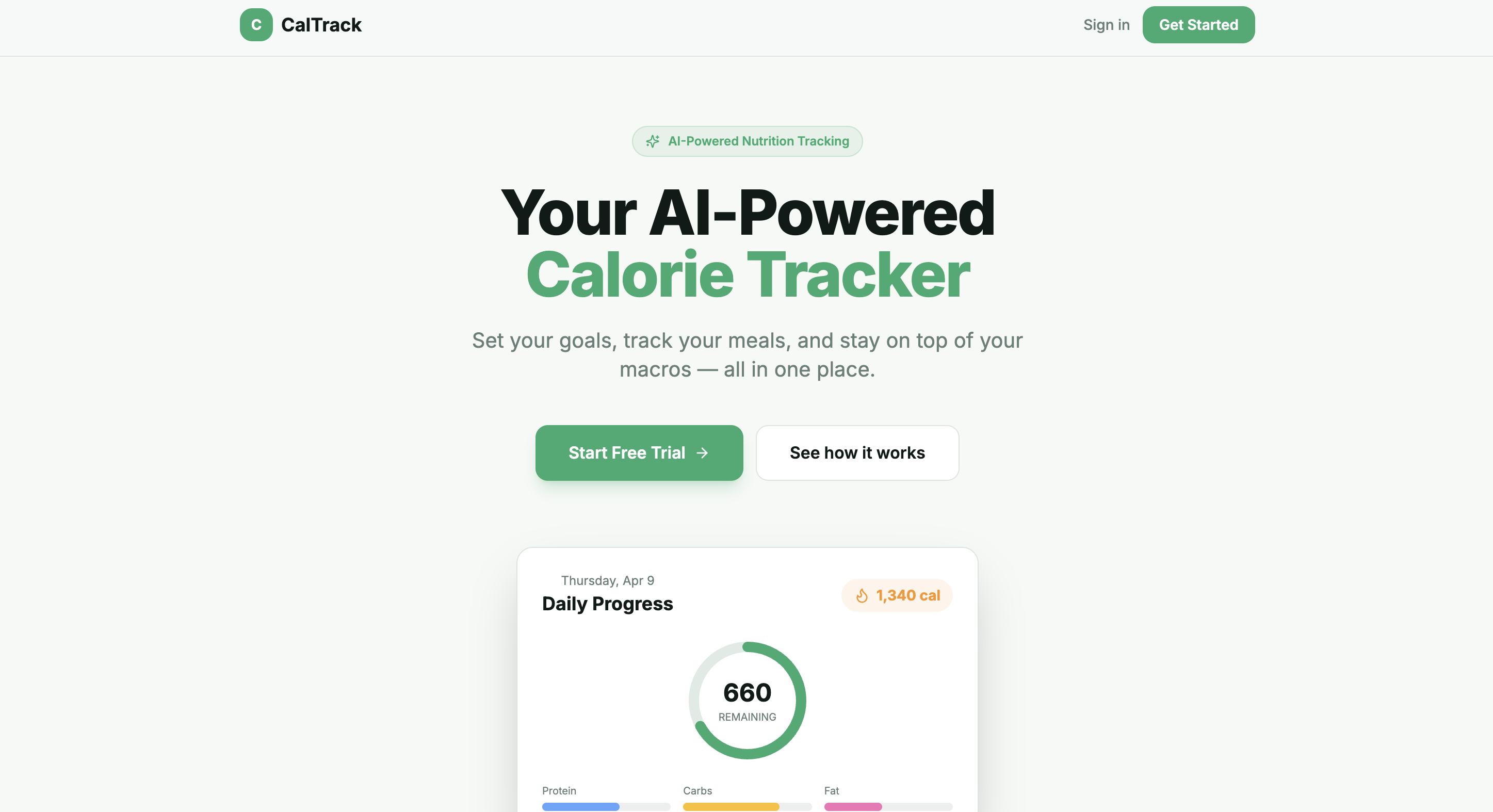 Calorie Tracker template preview