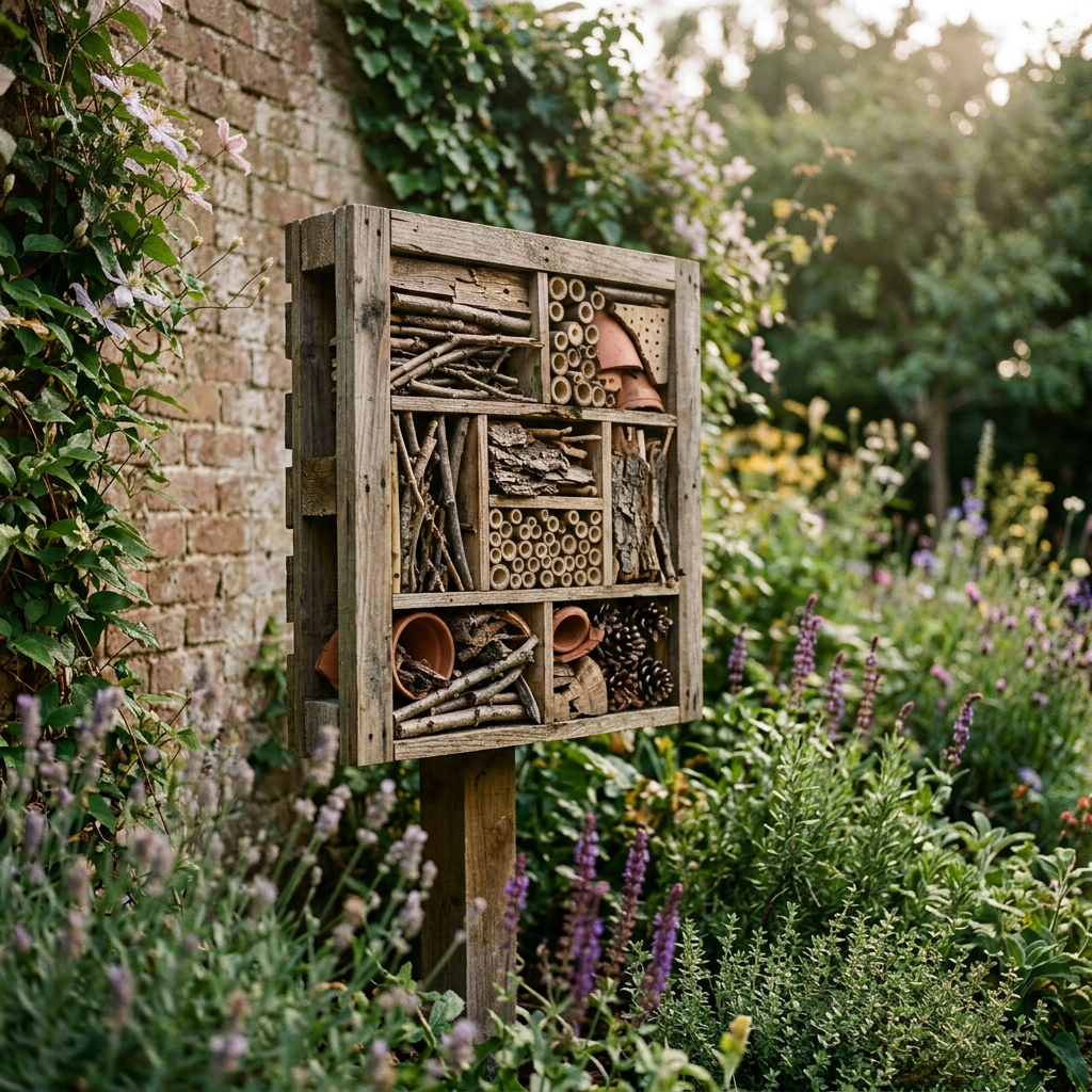 One custom made bug hotel finished, bank holiday Monday project from scraps of…