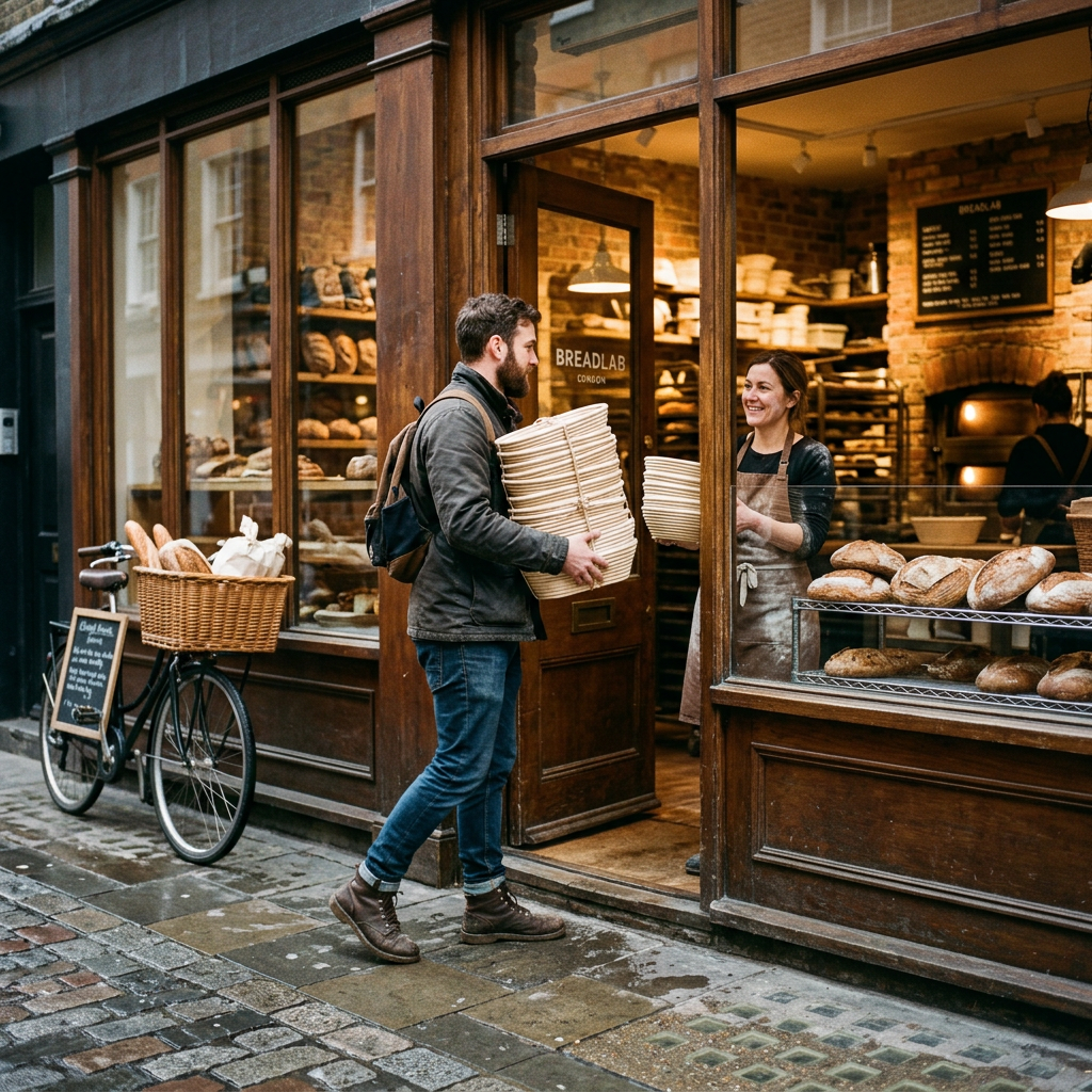 Delivery of cane proving baskets to @breadlablondon, and of course I had to buy…