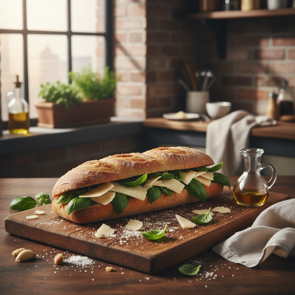Basil and Parmesan sandwich loaf with olive oil for the weekend.…