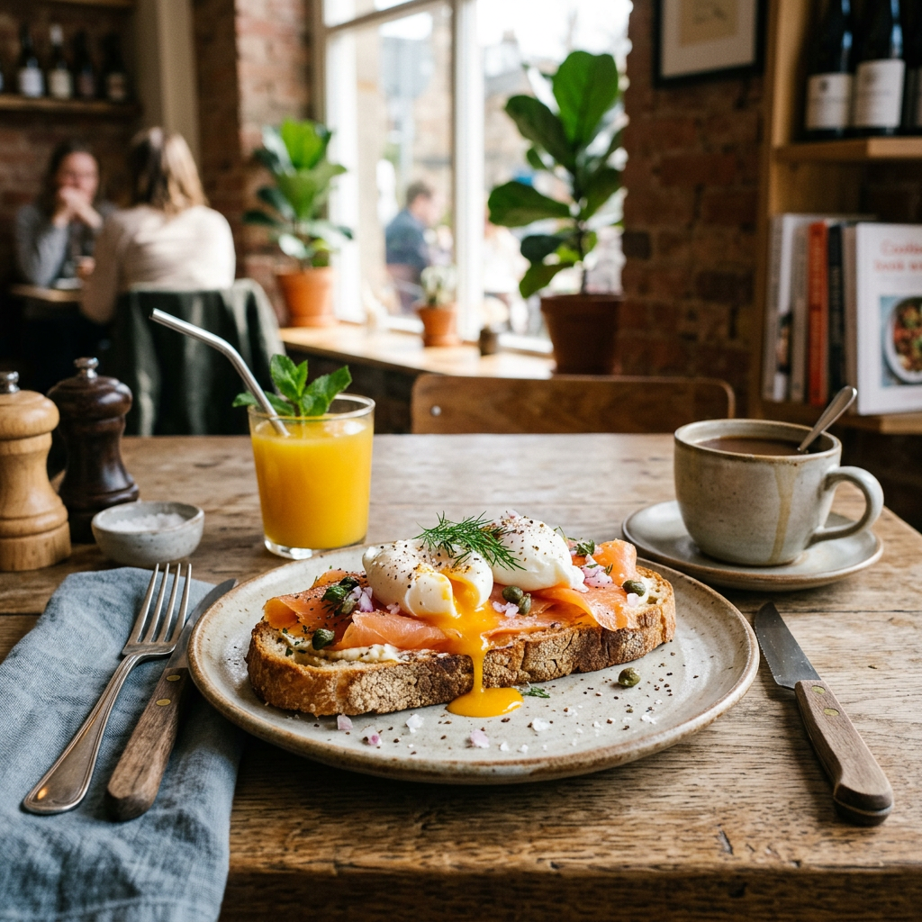 Brunch with Scottish salmon, local eggs and home made sourdough. #sourdough…