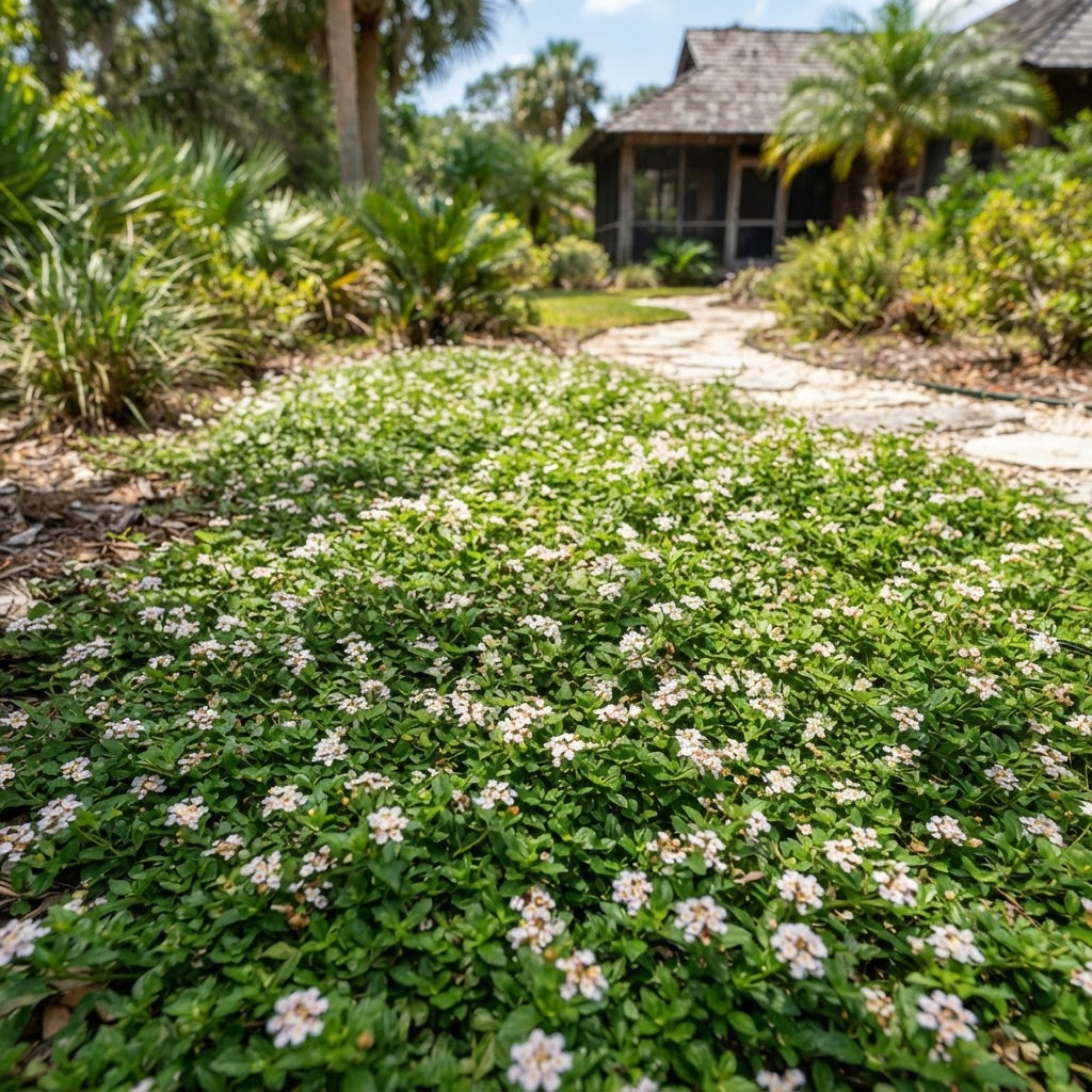 Frogfruit spreading as a living groundcover