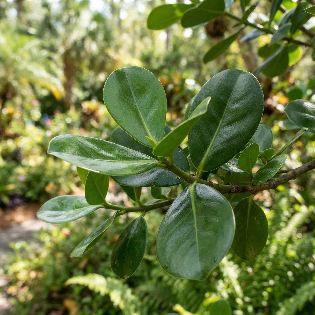 Close-up of glossy Clusia leaves