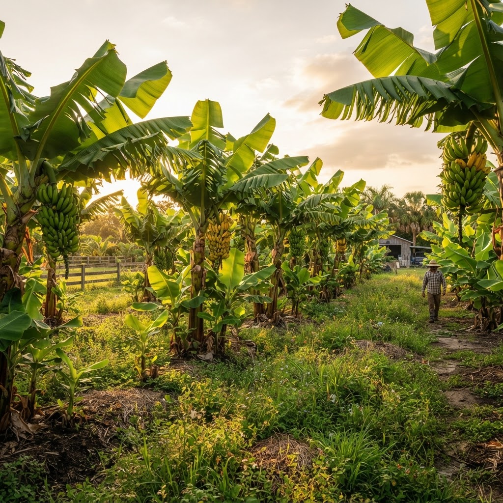 Lush banana grove in southwest Florida