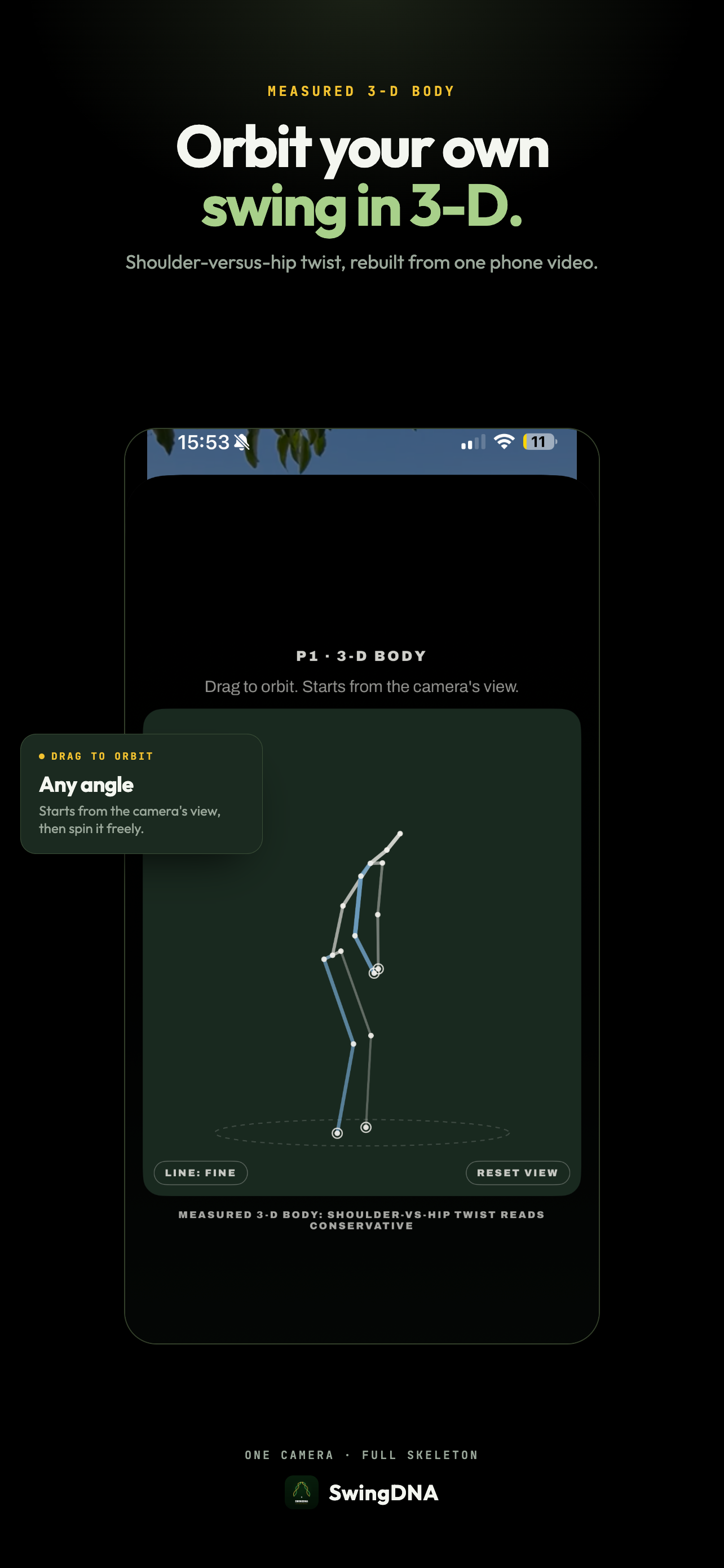 Orbit your own swing in 3-D.