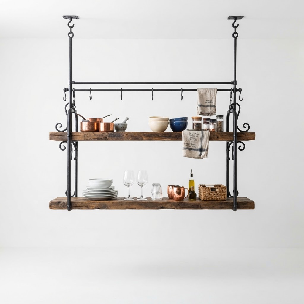 Ceiling Mounted French Bistro Shelves