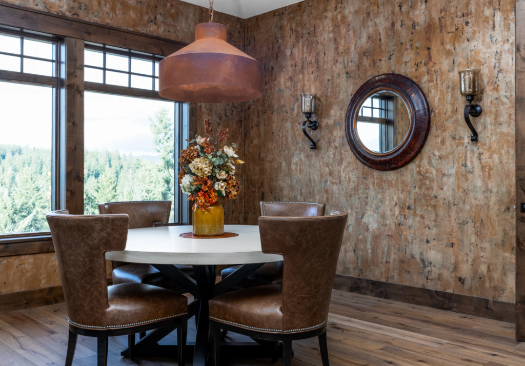 Staircase — Curved Dark Oak with Metal Railing
