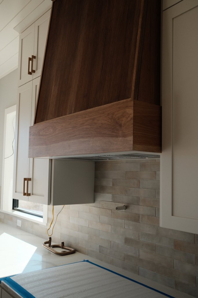 Kitchen — Custom Walnut Hood & Tile Backsplash