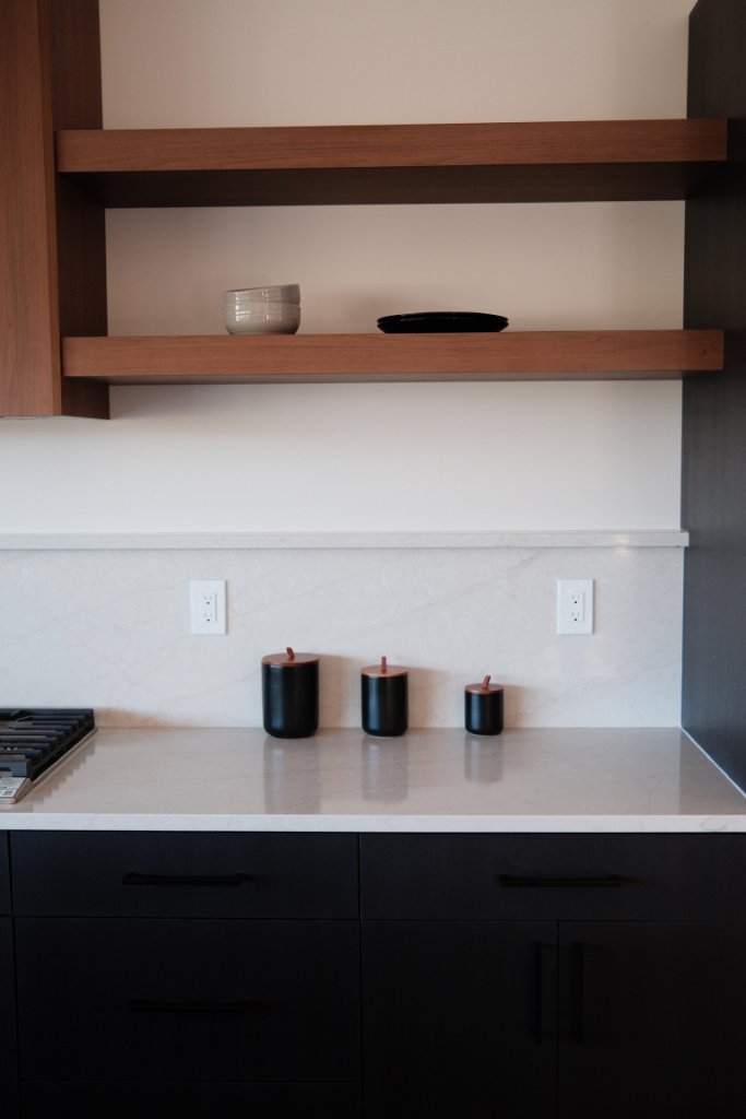 Kitchen — Open Walnut Shelving
