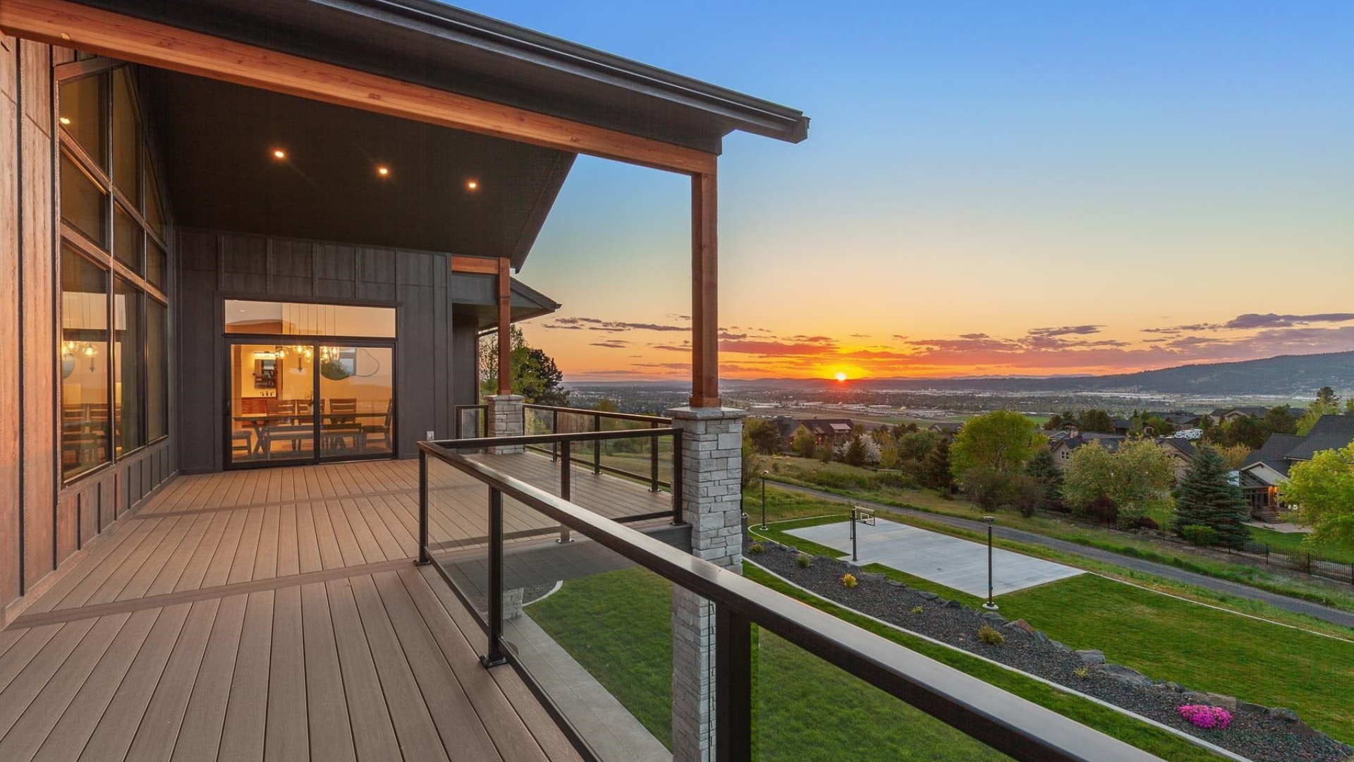 Covered Deck — Glass Railing & Valley Views