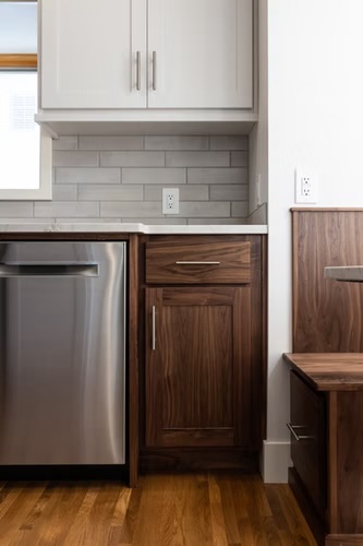 Kitchen — Walnut Lower Cabinets & Backsplash