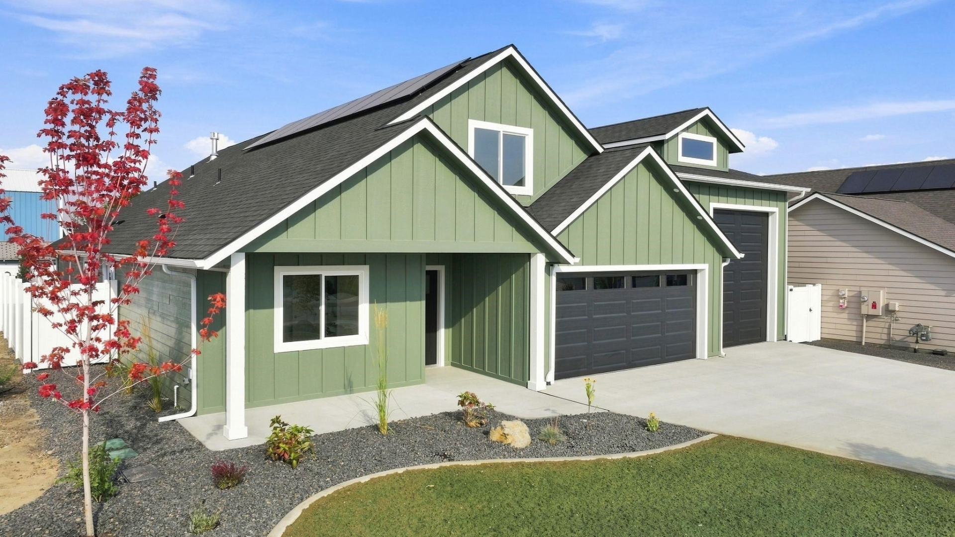 Exterior — Sage Board-and-Batten & Solar