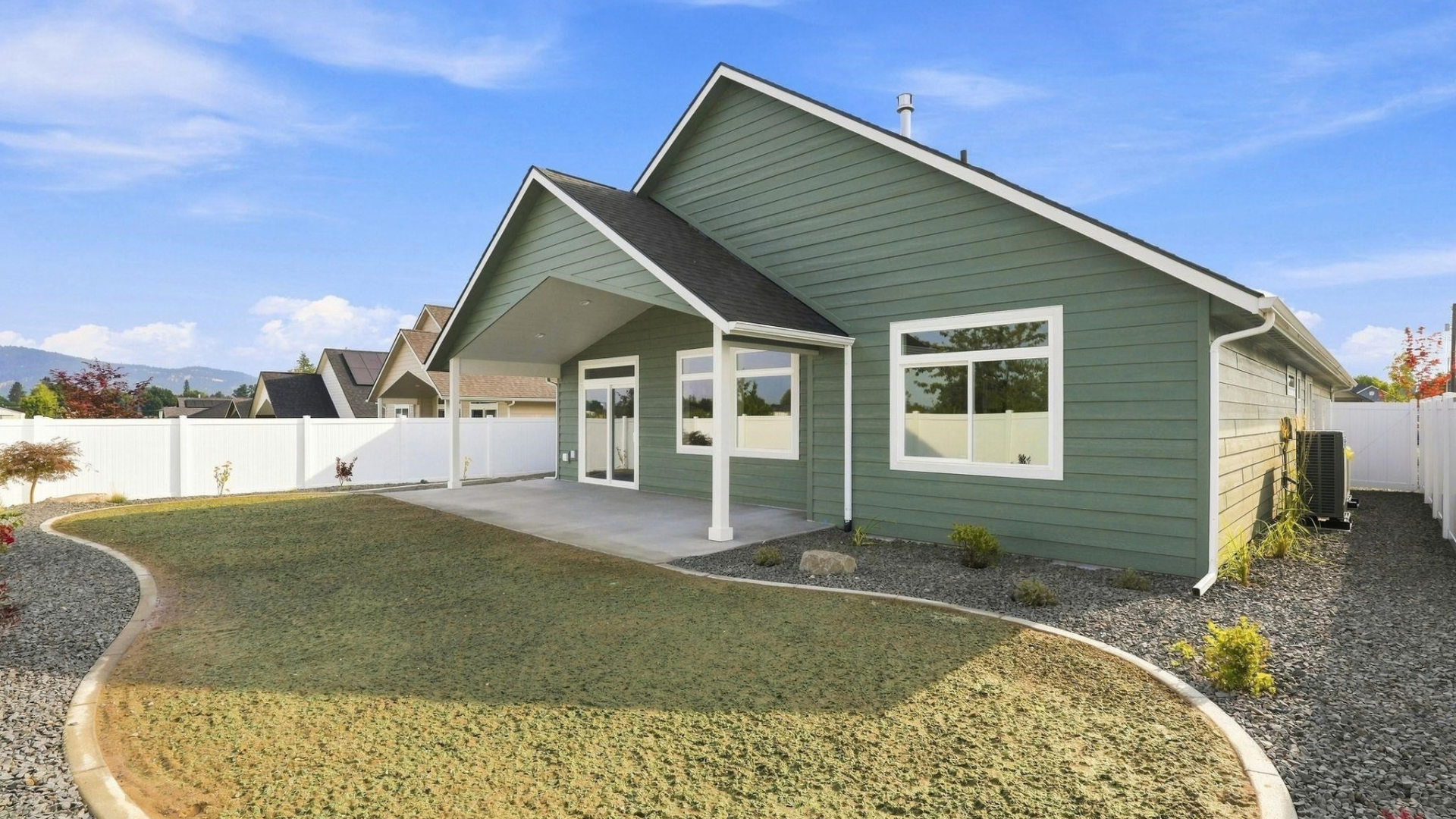 Exterior Rear — Sage Siding & White Columns