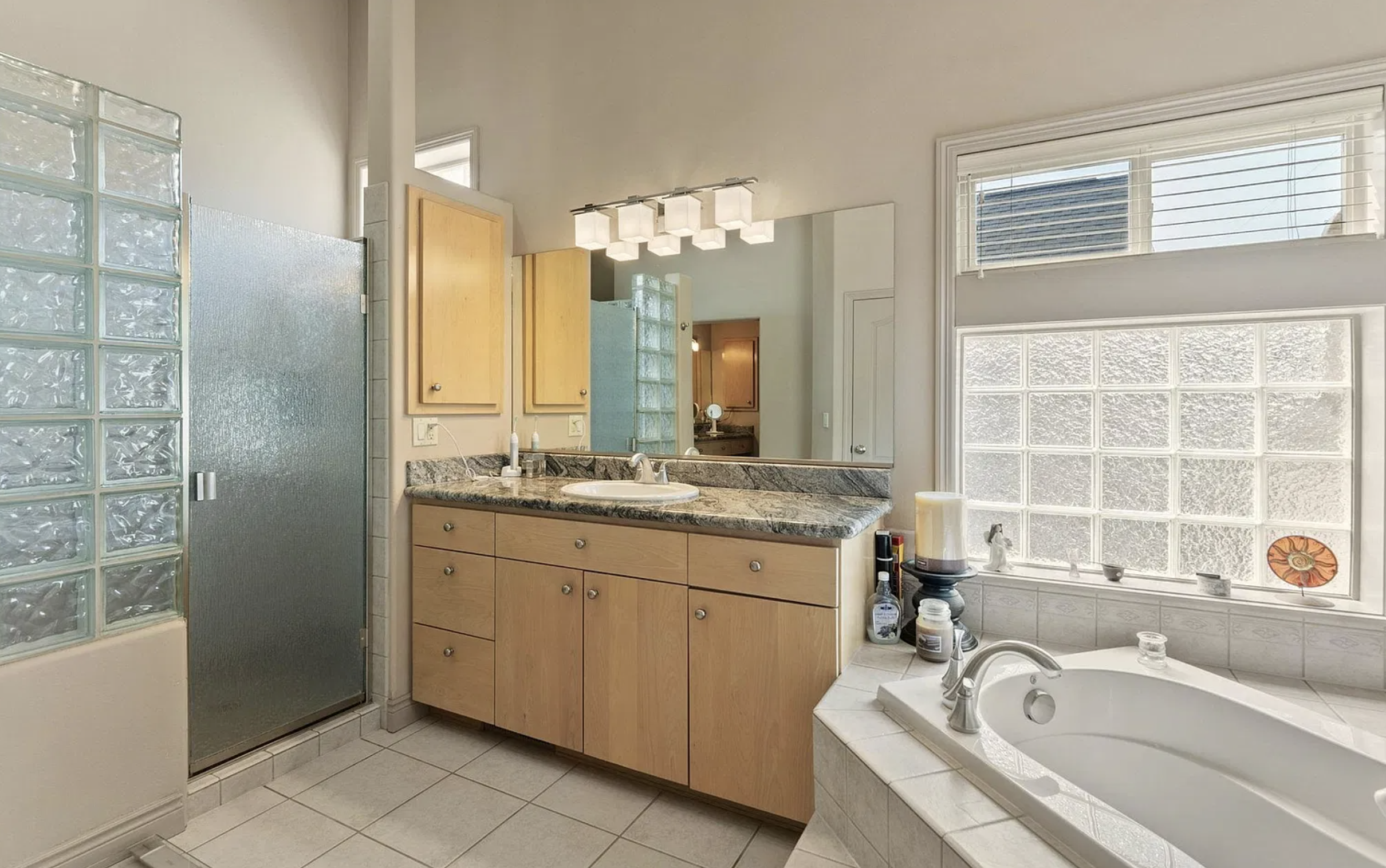 Before — Glass Block Shower & Vanity