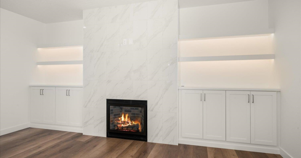 Fireplace Detail — Full-Height Marble Surround
