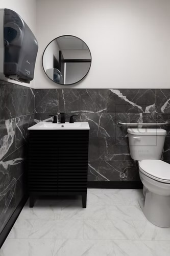 Restroom — black marble feature tile