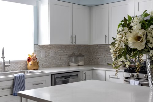 Kitchen — Island & White Cabinetry