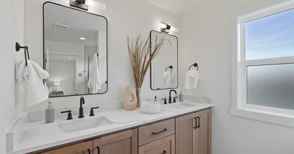 Secondary Bath — Double Vanity & Tile Backsplash