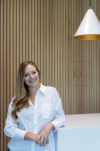 Katie Getman at the reception desk