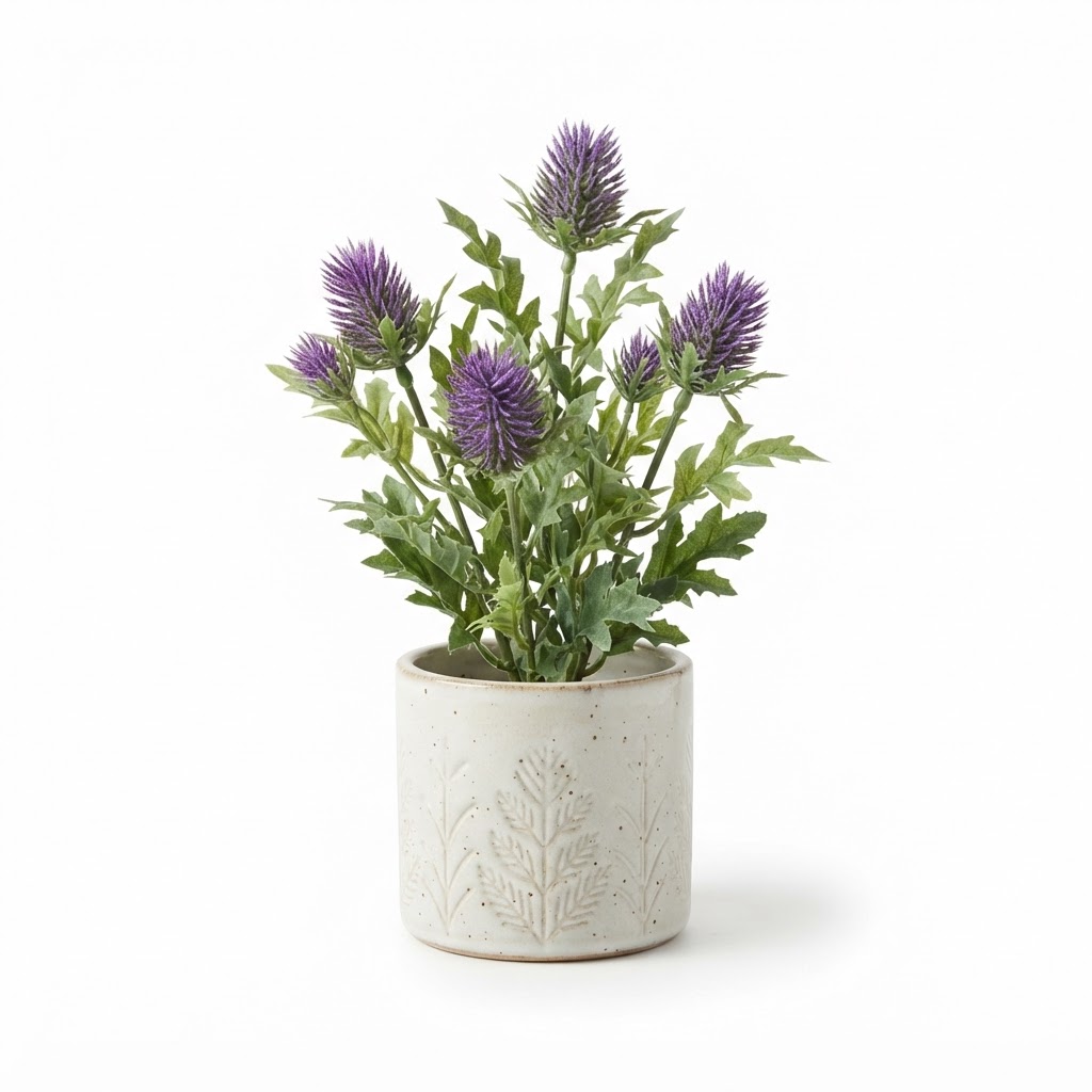 Small Artificial Thistle Plant in Pot