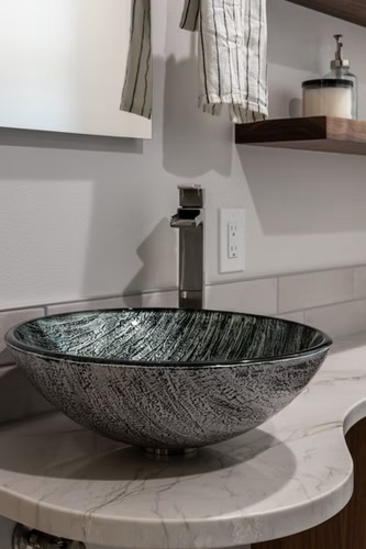 Bath — Vessel Sink & Marble Countertop