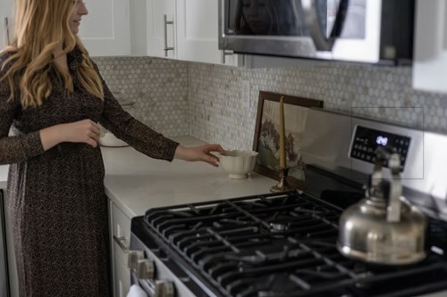 Kitchen — Gas Range & Marble Countertop
