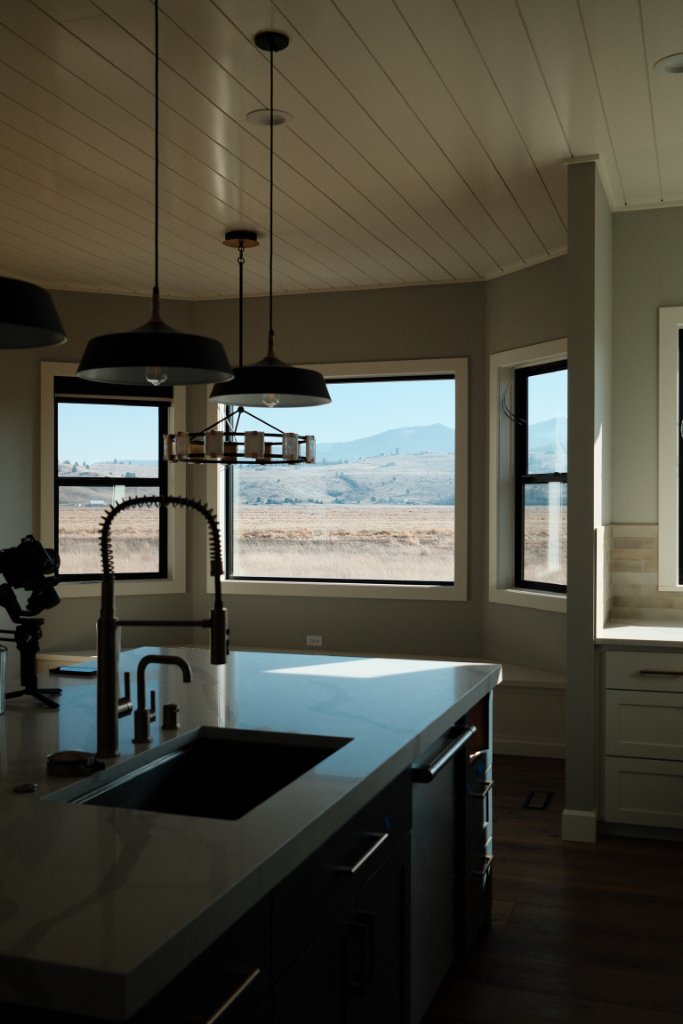 Kitchen — Island Sink with Farmhouse Faucet