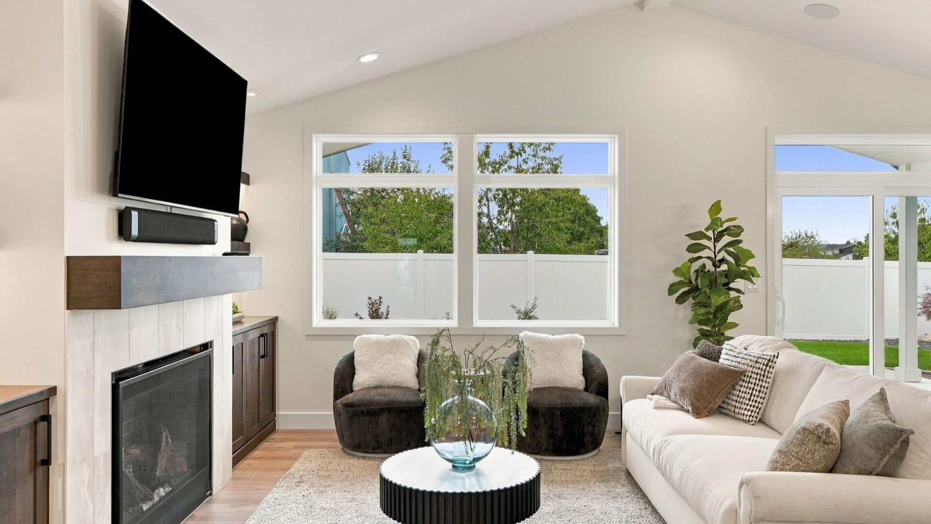 Living Room — Fireplace & Seating