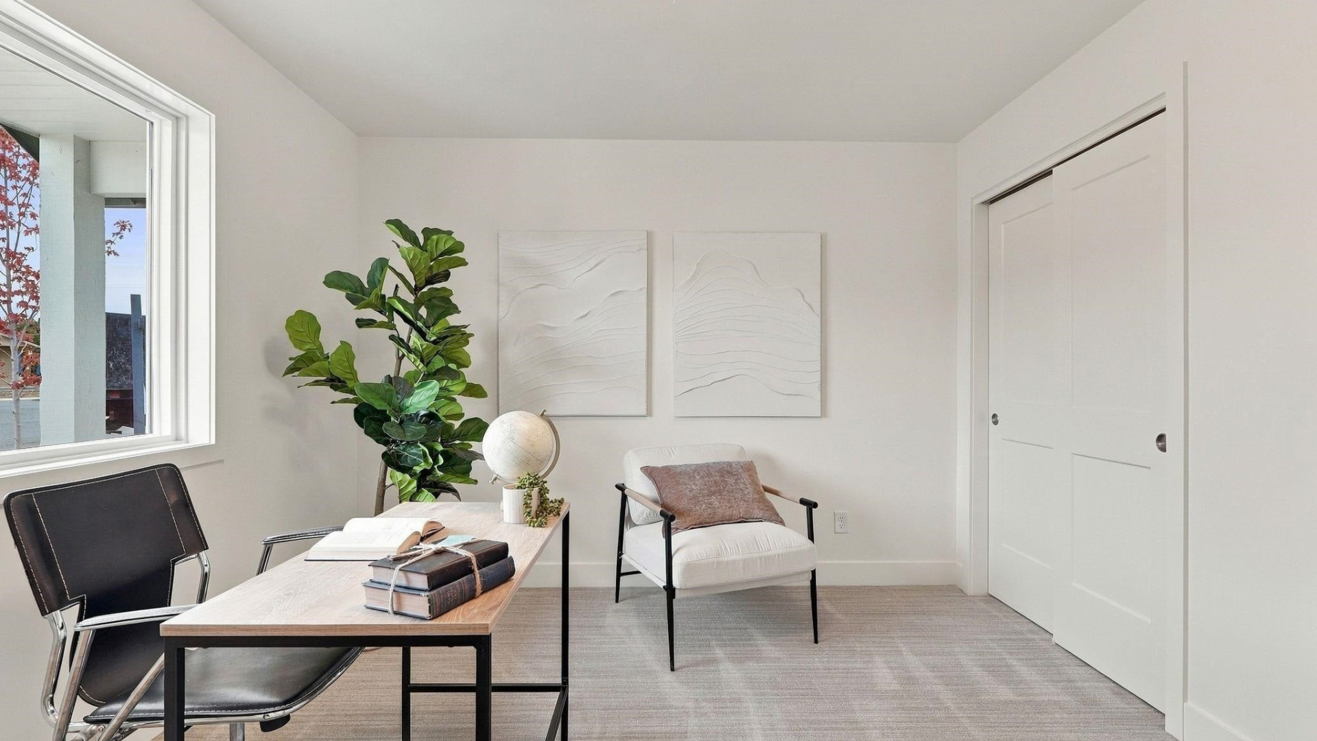 Office — Accent Chair & Fiddle Leaf Fig