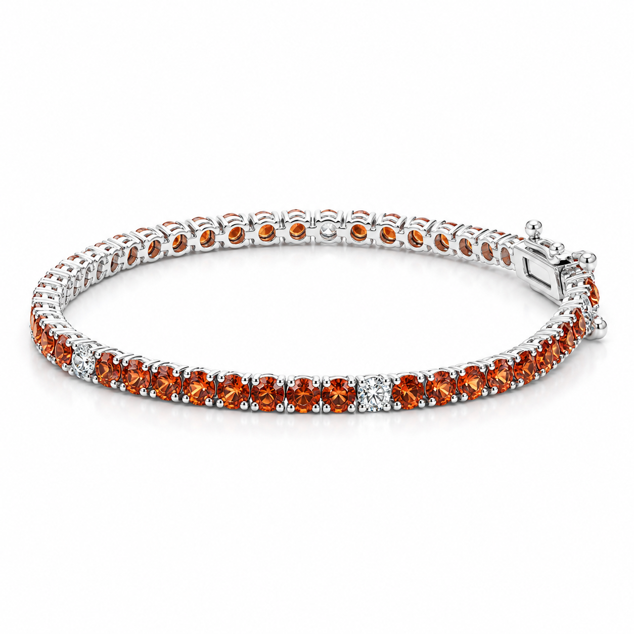 Diamond/Orange Sapphire Tennis