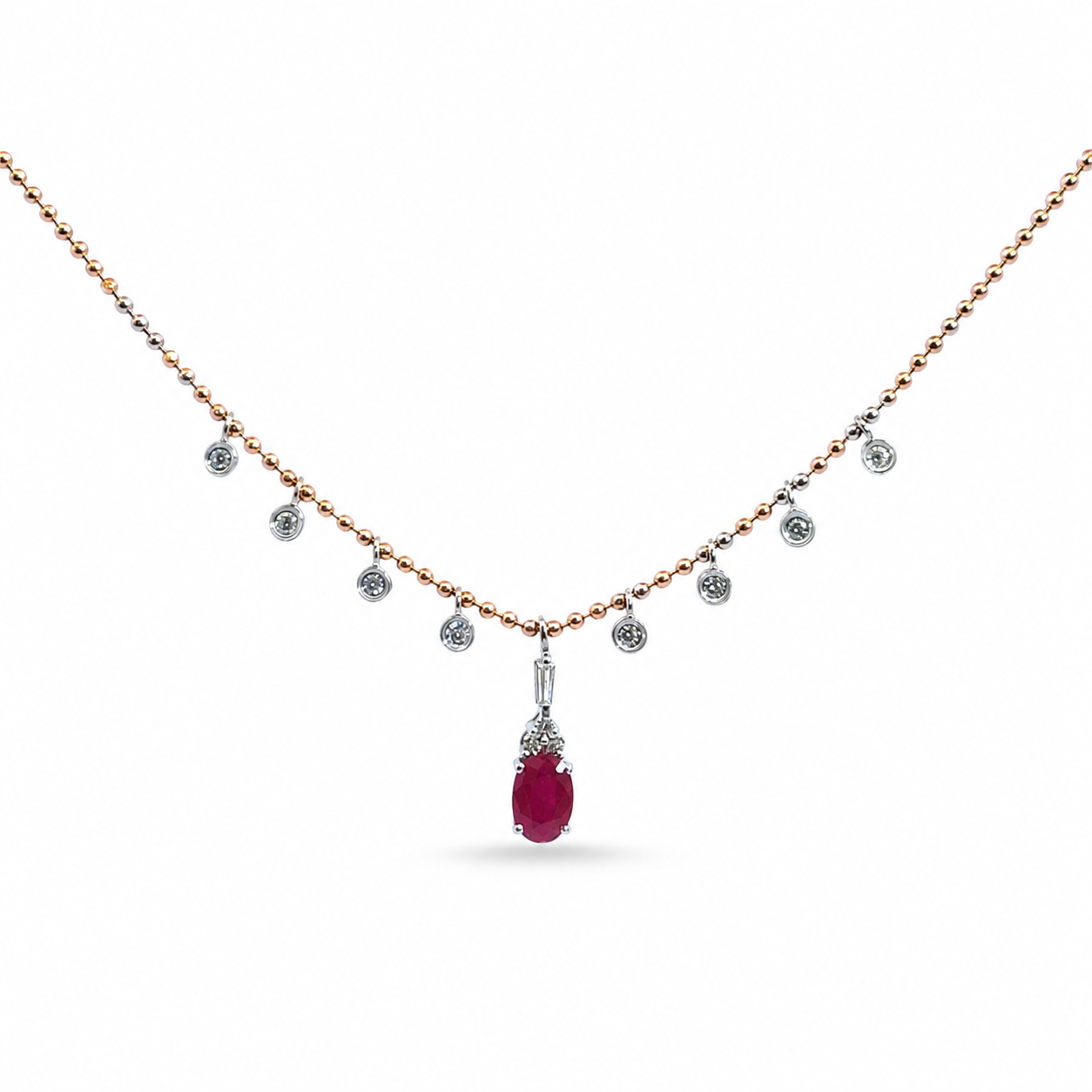 Oval Ruby 0.6ct with Diamond Drops