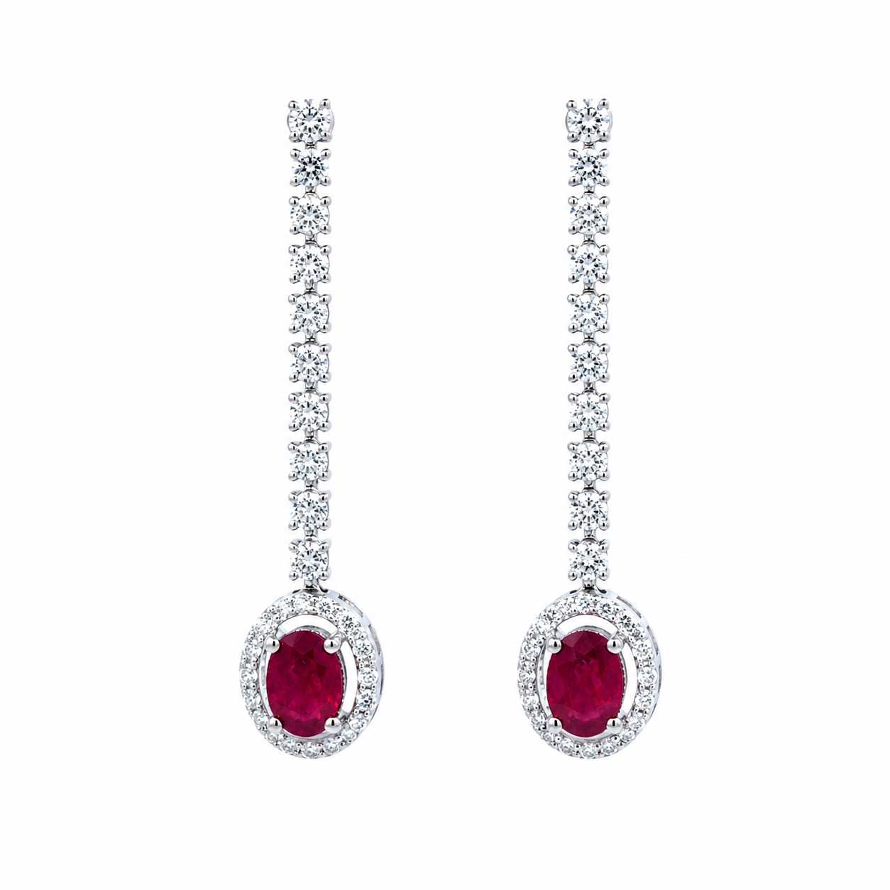 Oval Ruby Drop Earrings