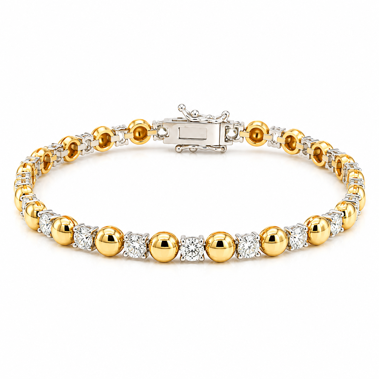 Diamond/Yellow Gold Tennis Bracelet with 0.12ct F/G VS/VVS Diamonds