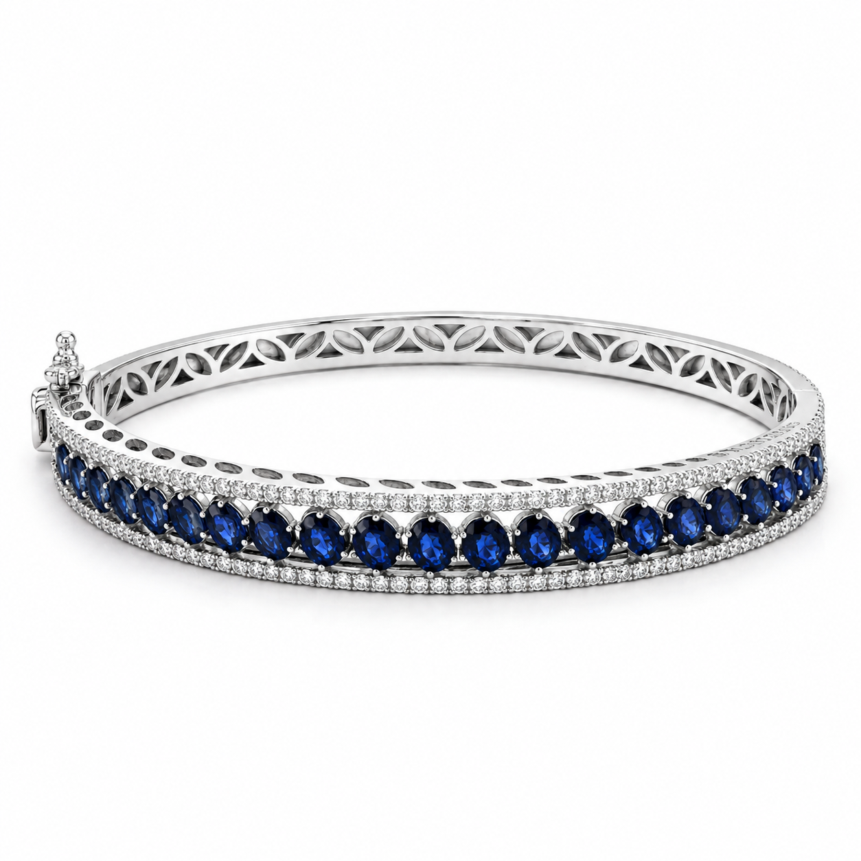 Diagonal Oval Sapphires Bangle