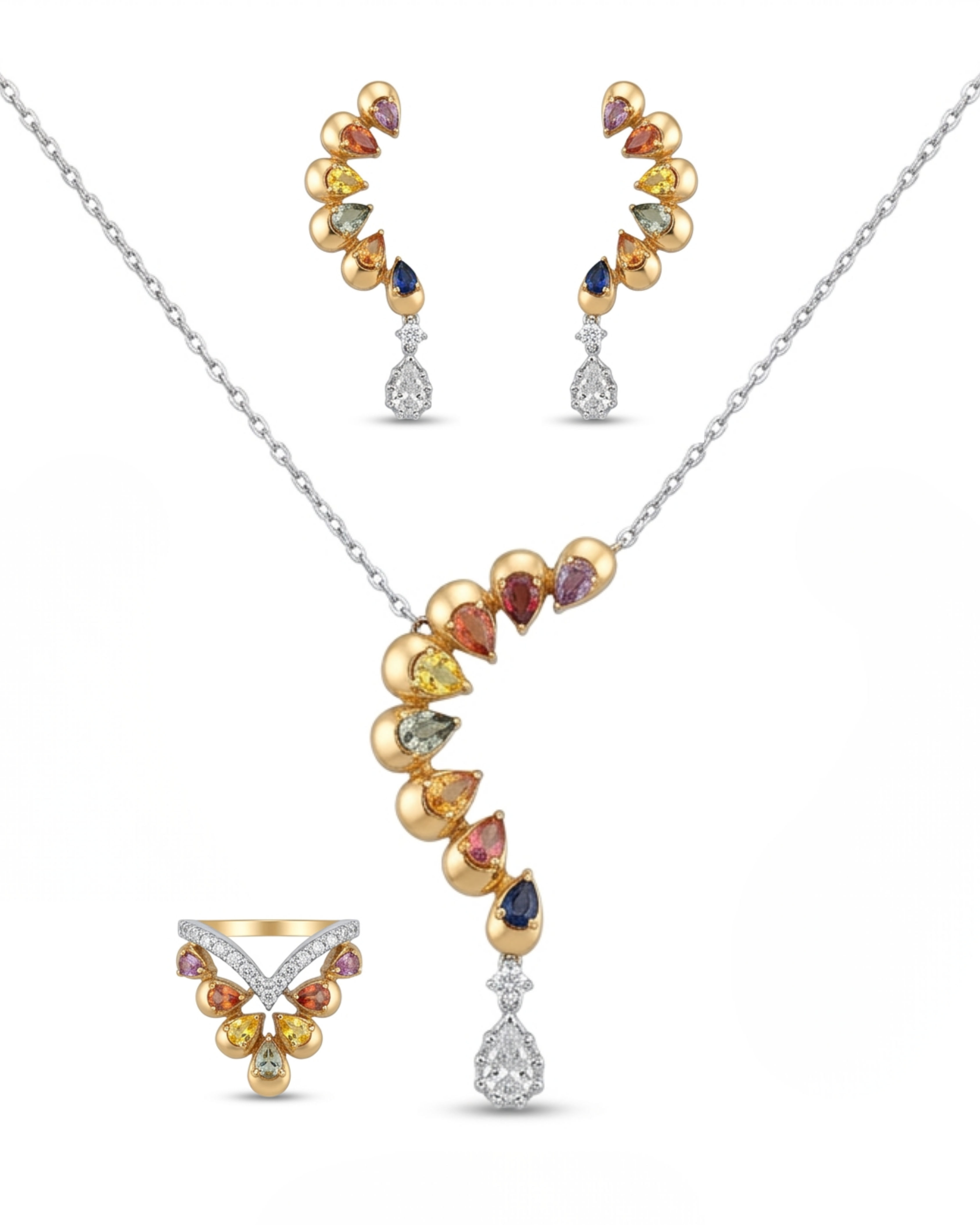 Multicolored Sapphire Curve Set — Set