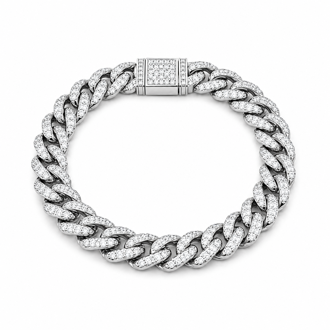 Medium Diamond Chain Bracelet in White Gold