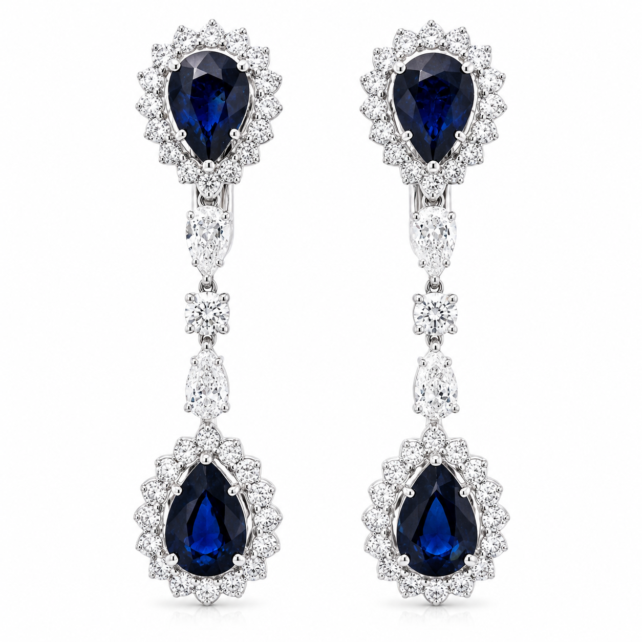 Royal Sapphire/Diamond Drop Earrings