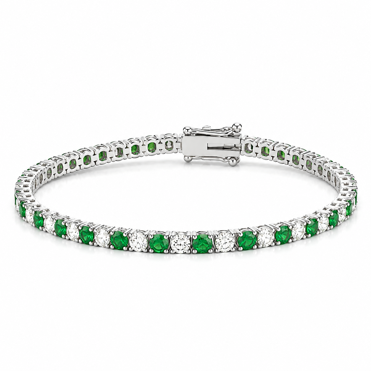 Large Tsavorite/Diamond Tennis Bracelet