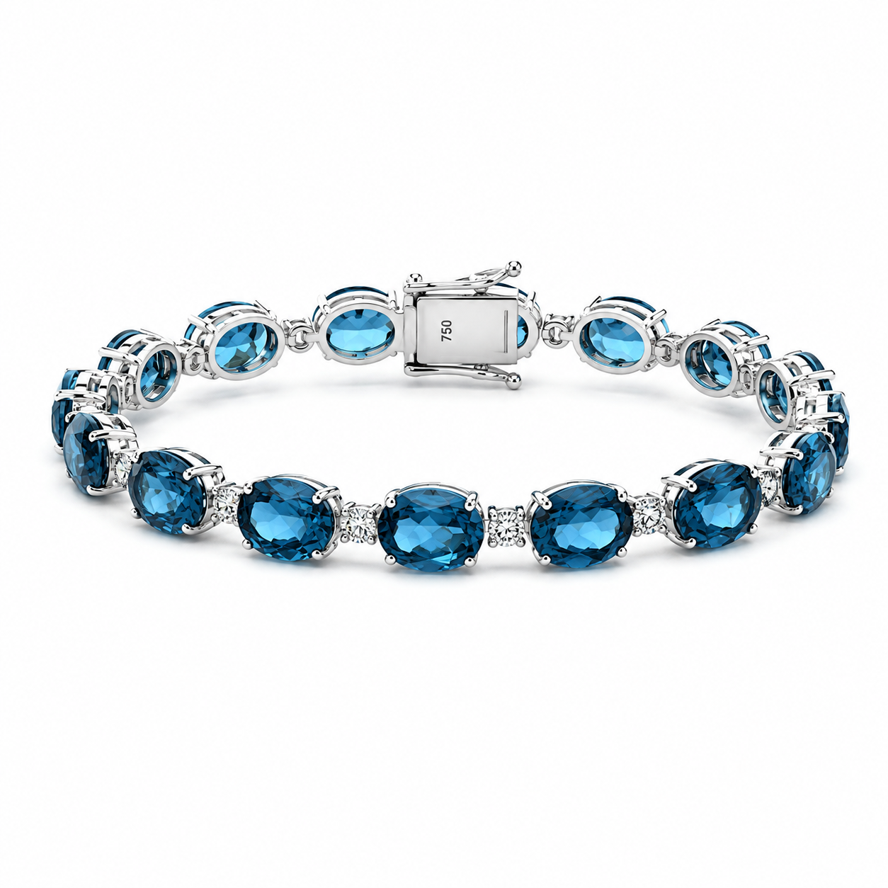 Oval London Blue Topaz/Diamond Bracelet