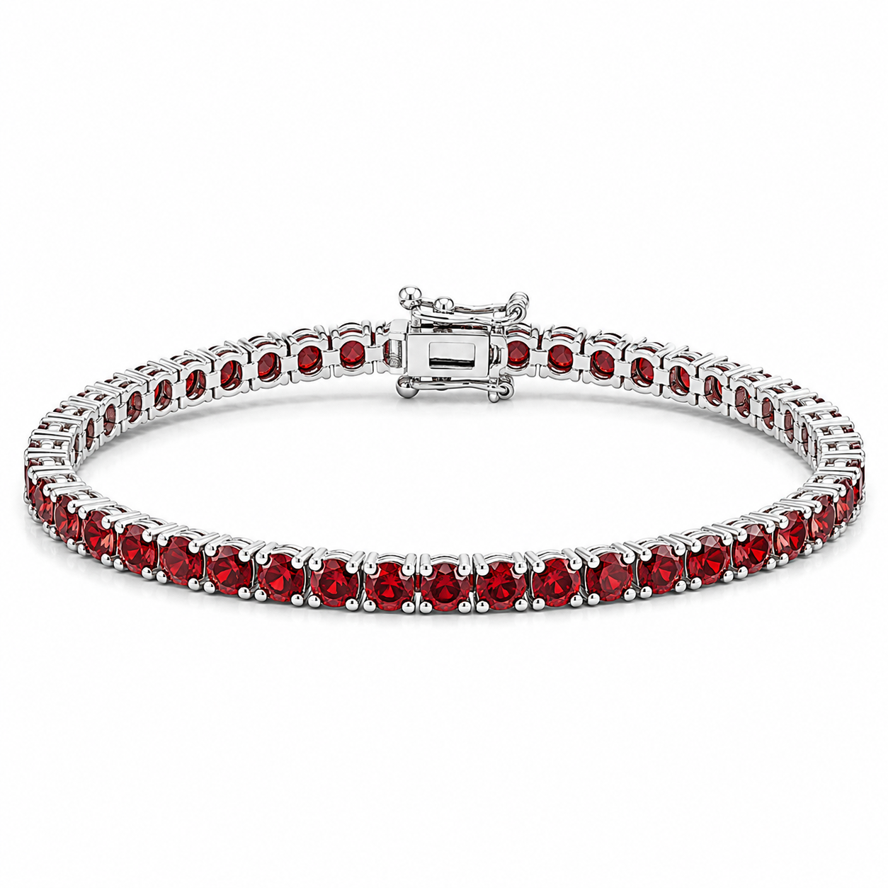 Round Red Sapphire Tennis Bracelet