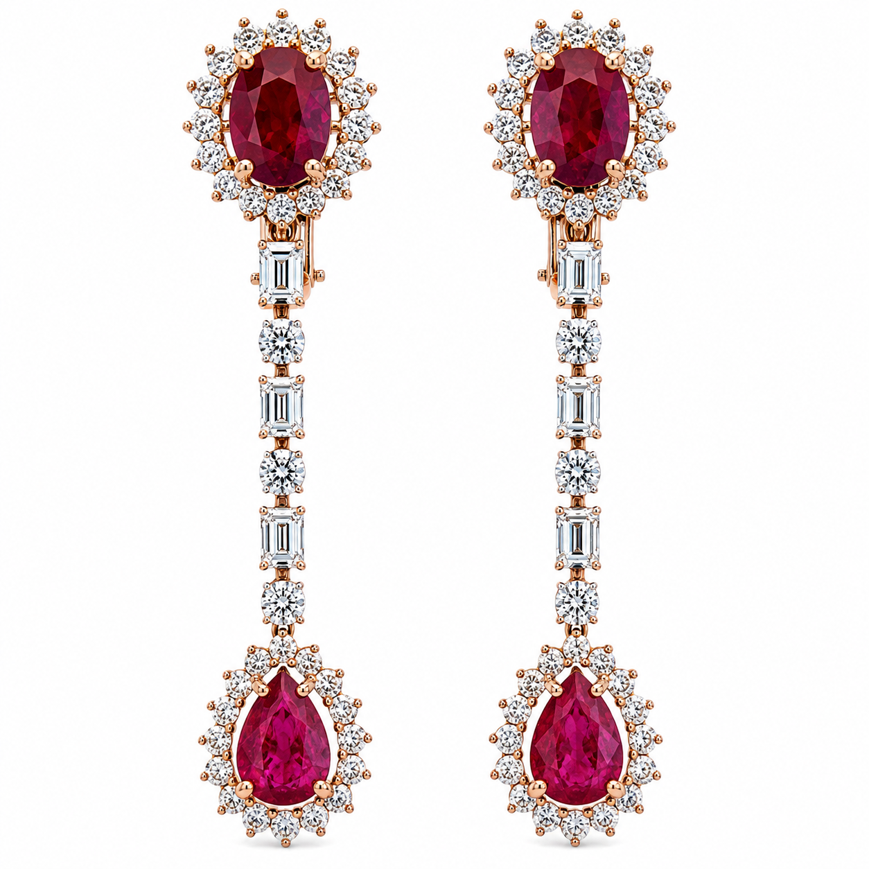 Ruby/Diamond Drop Earrings