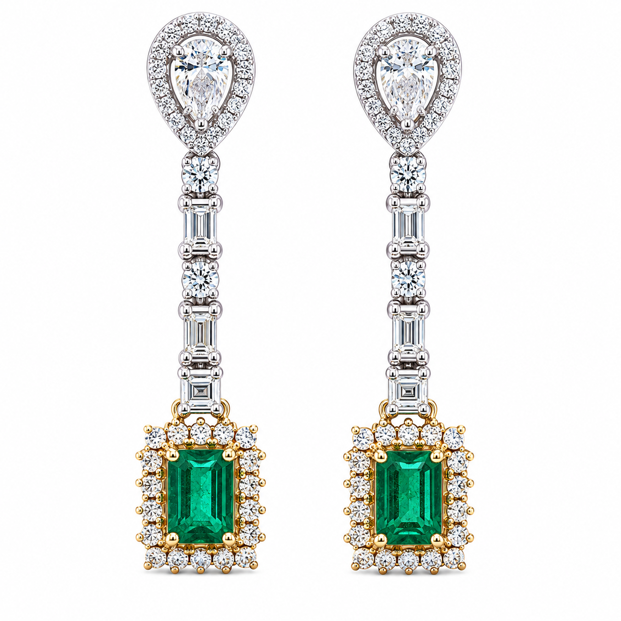 Royal Emerald/Diamond Drop Earrings