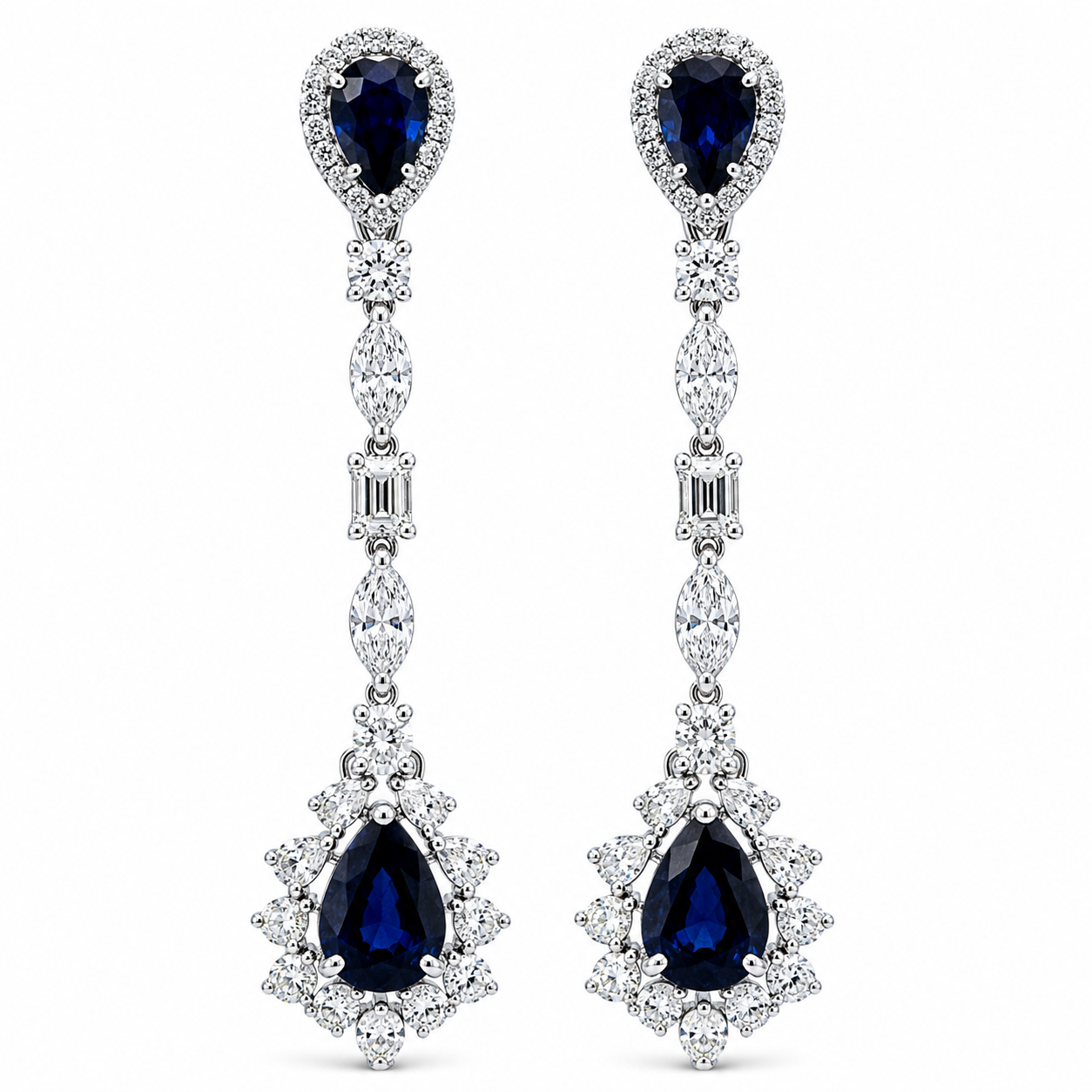 Diamond/Sapphire Drop Earrings