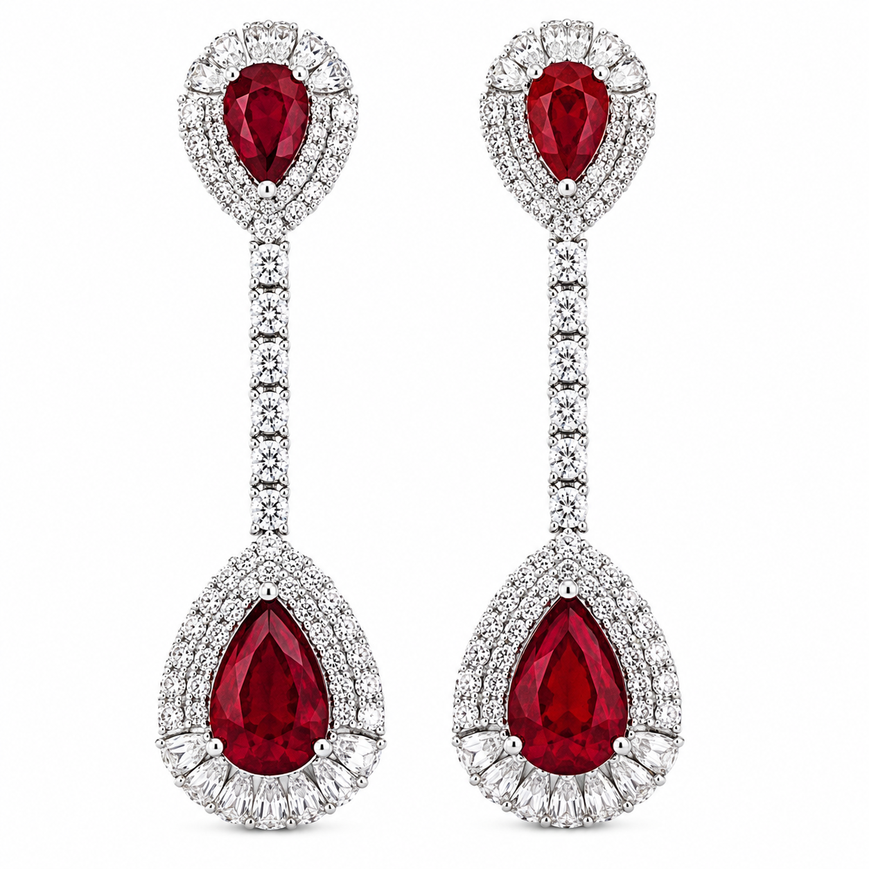 Royal Ruby/Diamond Drop Earrings