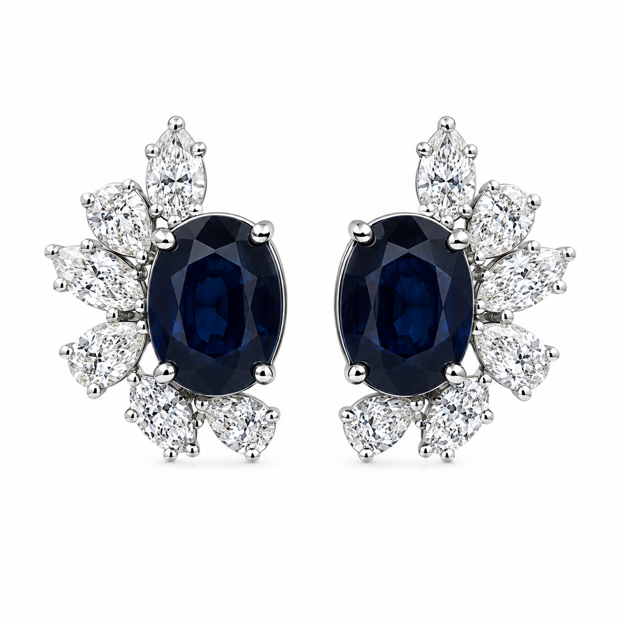 Diamond/Sapphire Flower Studs