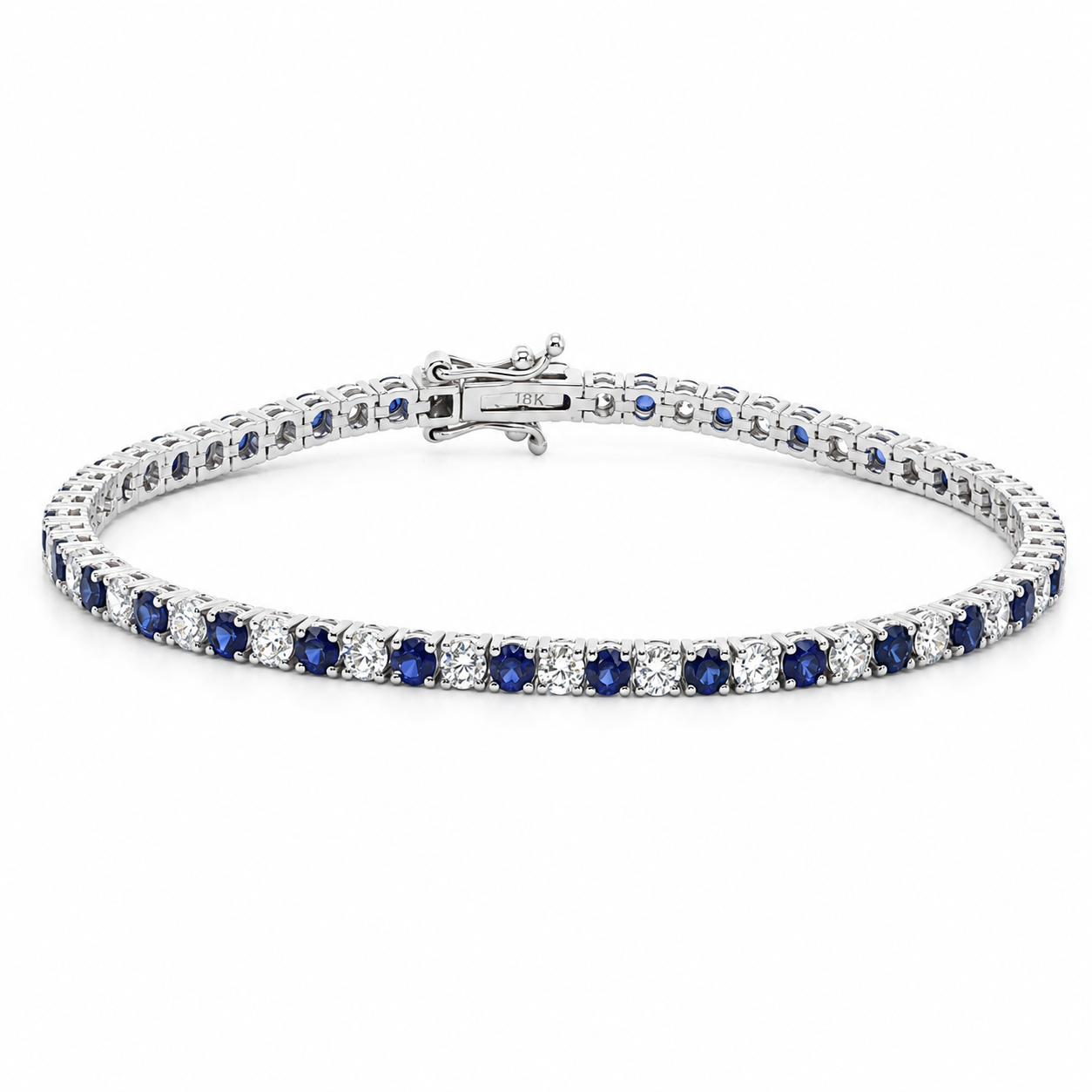 Round Sapphire/Diamond Tennis Bracelet