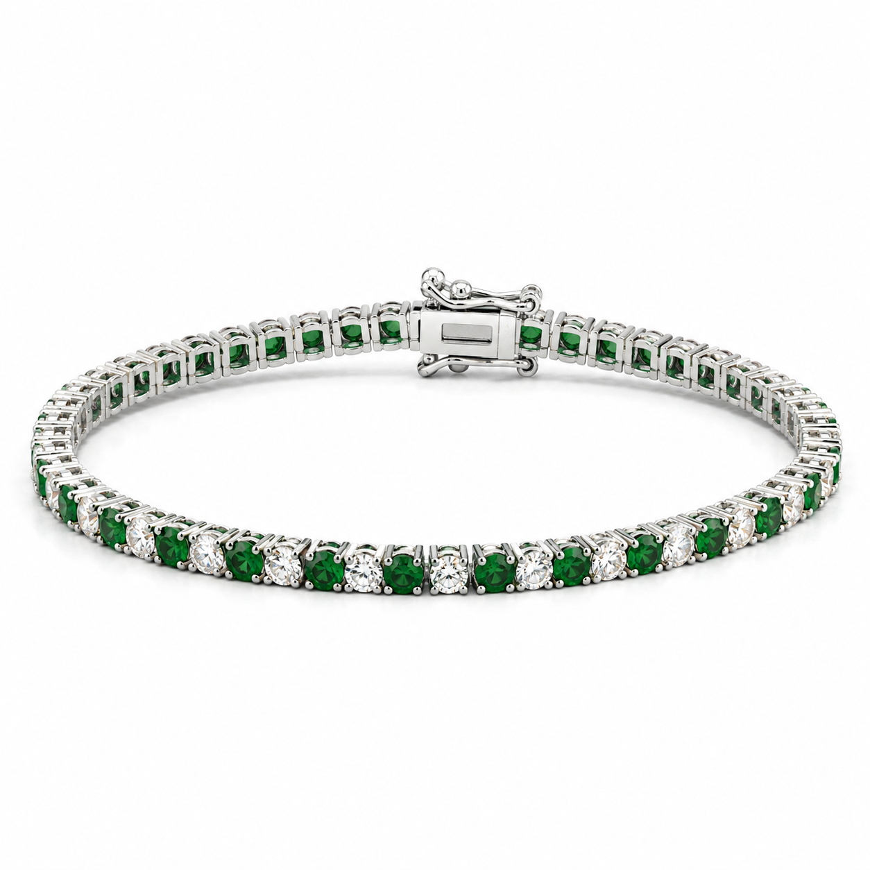 Medium Tsavorite/Diamond Tennis Bracelet
