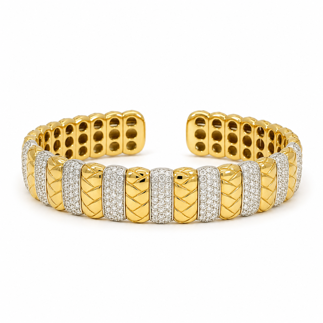 Diamond Bars Cuff Bangle