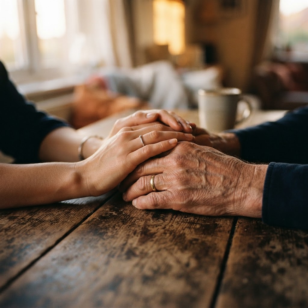 Hands clasped in support