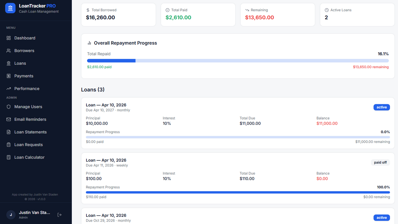 Loan Tracker Pro template preview
